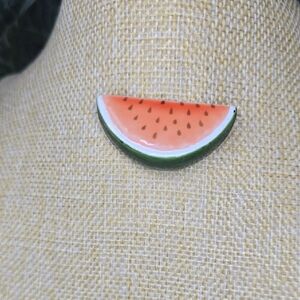 Original By Robert Enamel Watermelon Slice Figural Pin Brooch, Vintage 60's/70'.